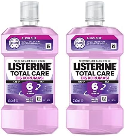, total care, diş koruyucu, 6 etkili florürlü ağız bakım ürünü, hafif tat, sıfır alkol, nane aromalı, 250ml 2li paket