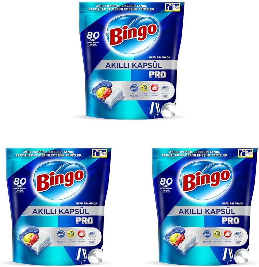 Bingo Akıllı Kapsül Pro Bulaşık Makinesi Deterjanı Tableti 80'li 3lü paket