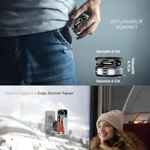 Alternative view of Araç içi ve Masaüstü 360 Derece Dönebilen Vakum Özellikli Magnetik Telefon Tutucu (B KALİTE)