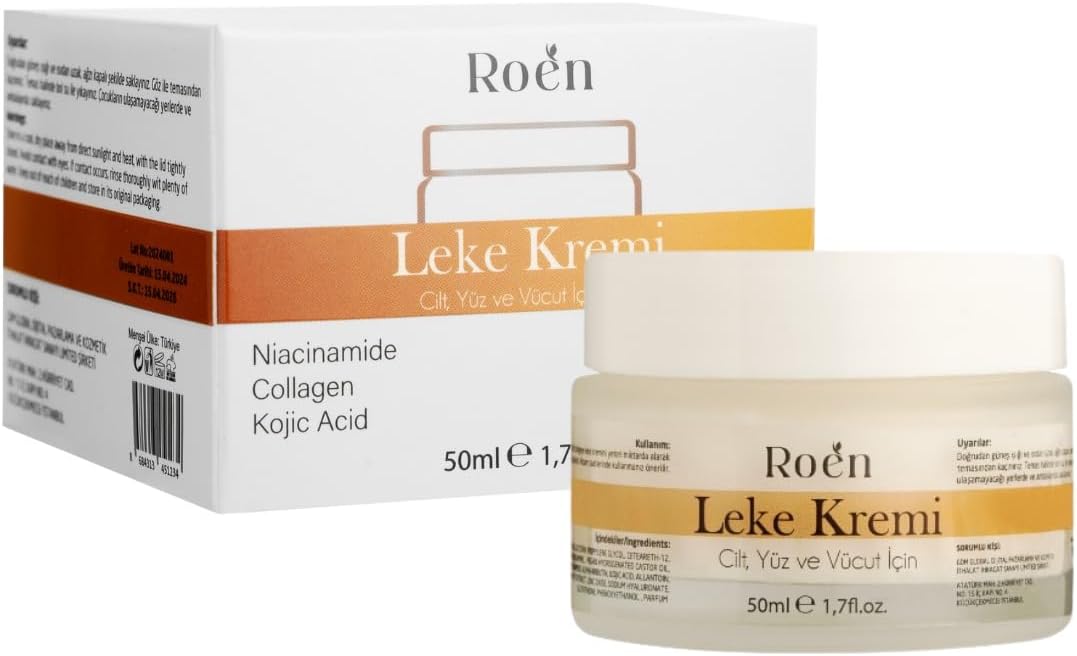 Roen Leke Kremi, Cilt Beyazlatıcı ve Leke Giderici, Niacinamide ve Kojik Asit İçerikli, 50 ml