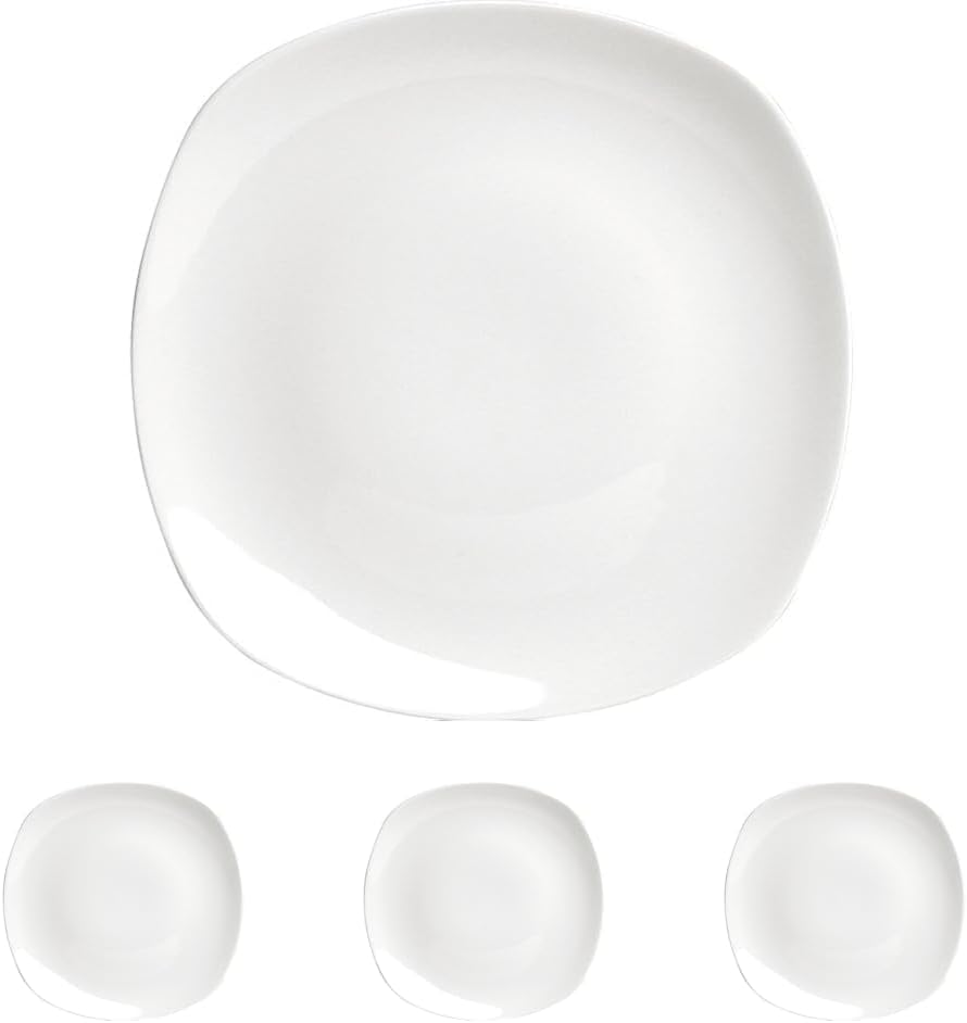 04A+P014855 Square Yemek Tabağı, Porselen 4lü paket