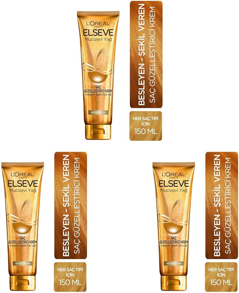 Elseve Mucizevi Yağ Saç Güzelleştirici Krem (150 ml) - Her Saç Tipi İçin 3lü paket