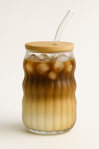 Alternative view of Kahve Bardağı Dayanıklı Ice Bardak Kahve Kokteyl Cam Sunum Bardağı Meşrubat Kapaklı Bardak 400ml (tek, adet, 1)