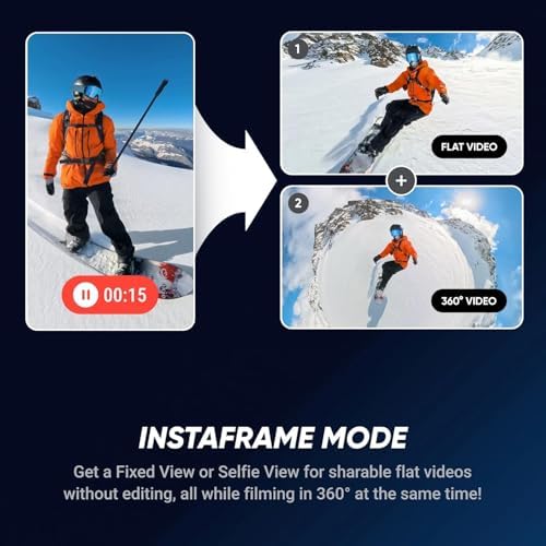 X5 - Su geçirmez 8K 360° Aksiyon Kamerası, Lider Düşük Işık, Görünmez Selfie Çubuğu Efekti, Sağlam ve Değiştirilebilir Lens, 3 Saatlik Pil, Dahili Rüzgar Koruması, Stabilizasyon, Üçlü AI Chip