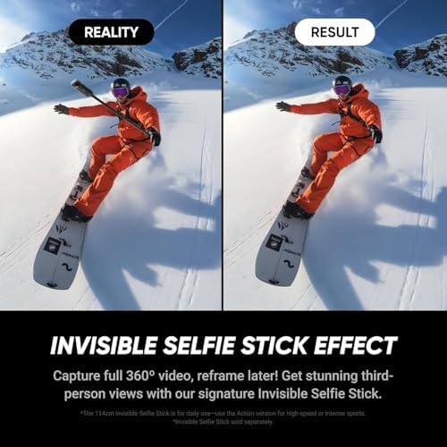 Alternative view of X5 - Su geçirmez 8K 360° Aksiyon Kamerası, Lider Düşük Işık, Görünmez Selfie Çubuğu Efekti, Sağlam ve Değiştirilebilir Lens, 3 Saatlik Pil, Dahili Rüzgar Koruması, Stabilizasyon, Üçlü AI Chip
