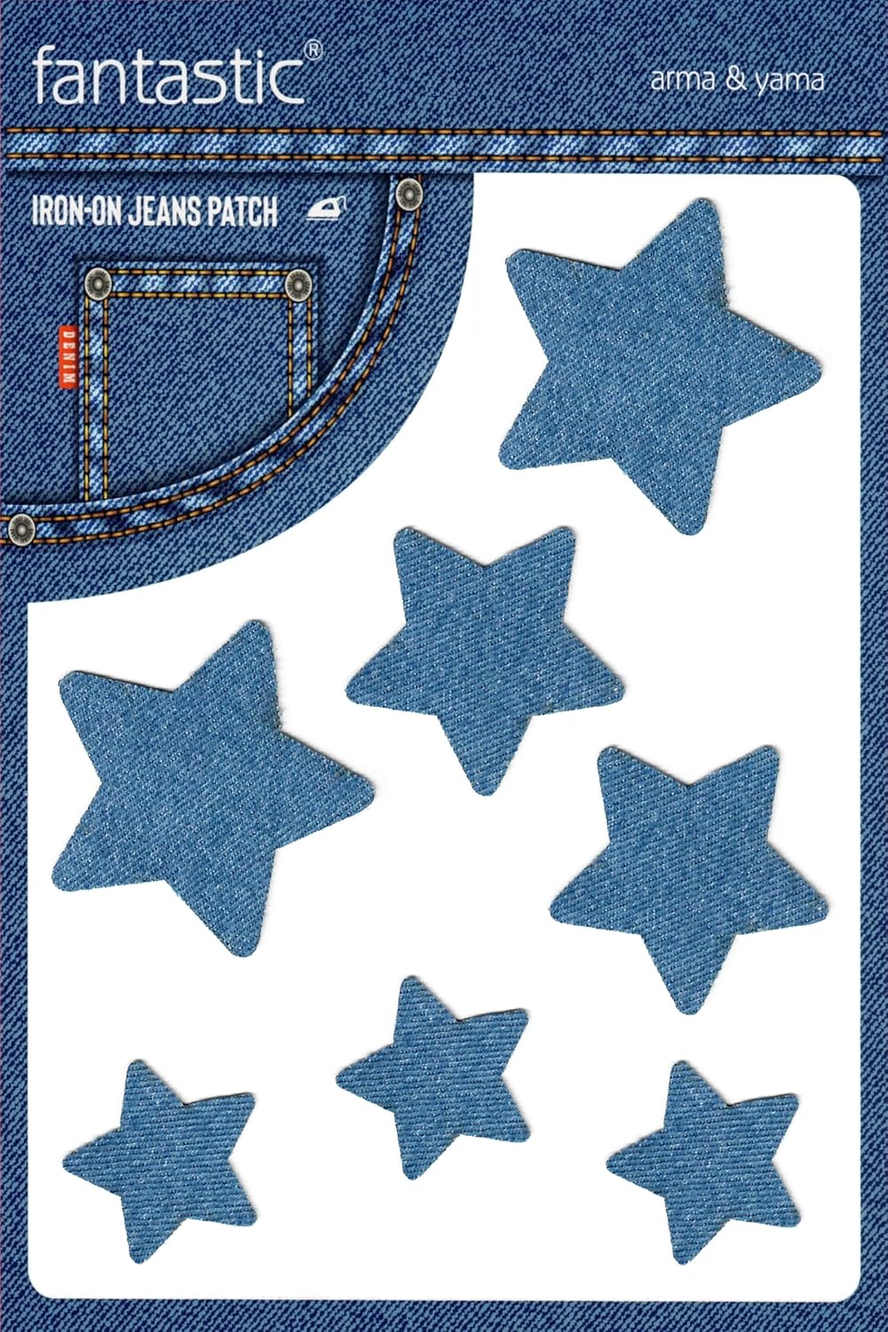 Ütü Ile Yapışan Kot Patch Kot Yaması, Denim Jeans Onarım & Dekoratif amaçlı Yıldız (Açık Mavi)