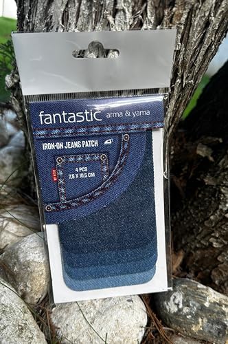 4'lü Paket Ütü Ile Yapışan Kot Patch Kot Yaması, Onarım Denim, Jeans (Koyu Mavi)