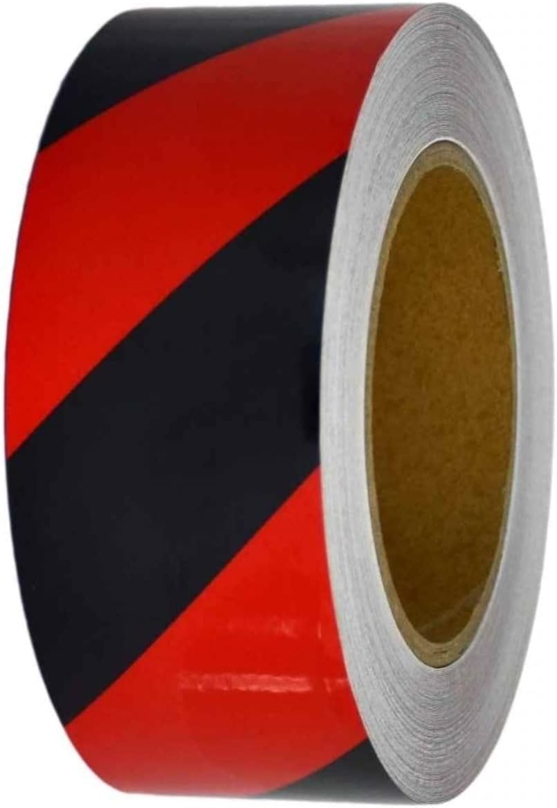 Fosforlu Bant Çapraz 5 cm x 25 Metre (Kırmızı Siyah)