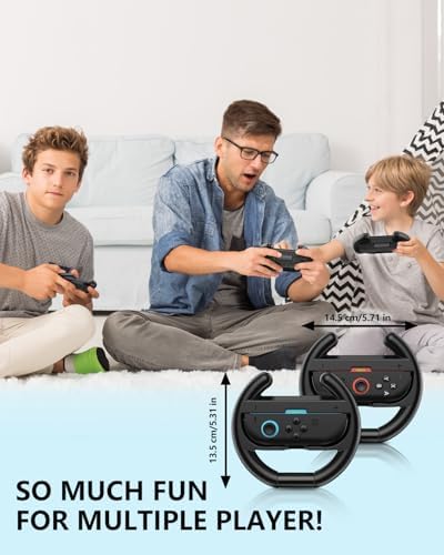 Switch Steering Wheels for Switch 2 JoyCon Controllers, Switch 2 Wheels for Mario Kart World/ 8 Deluxe, Switch Driving Wheel Grip for Joy-Con 2 Controller - (2 Pack)