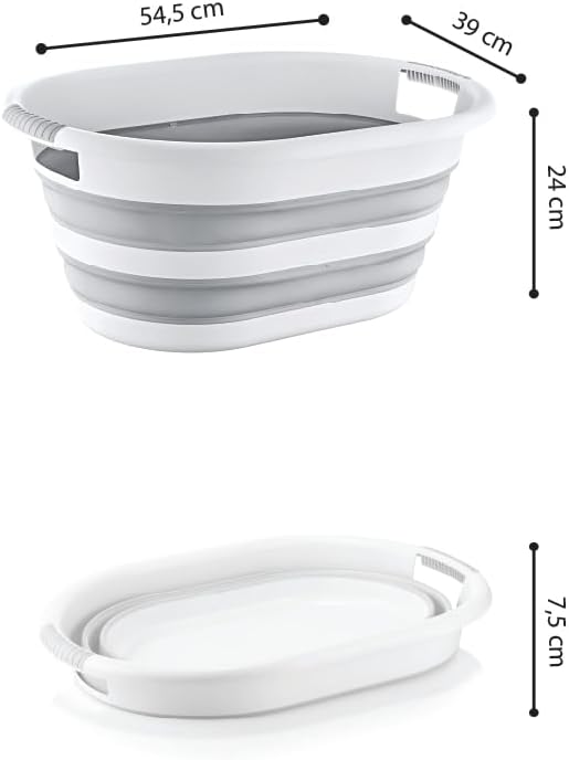 Alternative view of Katlanabilir Çamaşır Sepeti, 25 Litre, Gri-Beyaz