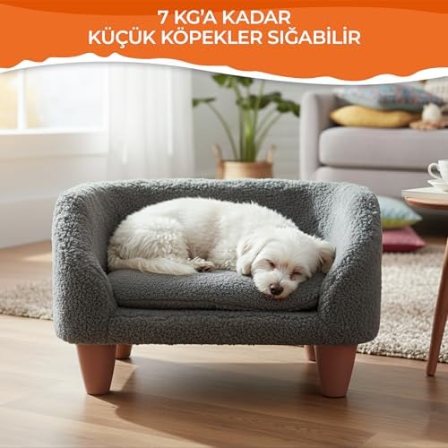 GOBYPET Peluş Kedi Koltuğu | Yumuşak Kedi Yatağı | Köpek Koltuğu (Antresit, Standart)