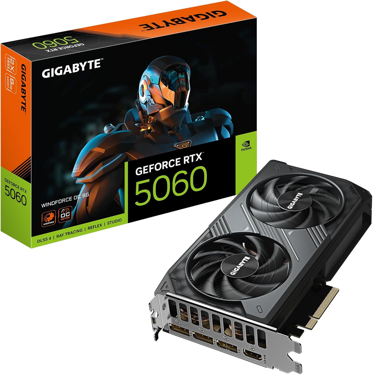 Alternative view of Gigabyte GeForce RTX 5060 WINDFORCE OC 8G Grafik Kartı - 8GB GDDR7, 128bit, PCI-E 5.0, 2512 MHz Çekirdek Saat, 3 x DisplayPort, 1 x HDMI, GV-N5060WF2OC-8GD