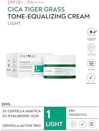 Anyong Cica Tiger Grass Ton Eşitleyici Ve Kızarıklık Karşıtı Krem Light 20 Spf 30 ml Açık Cilt Tonları