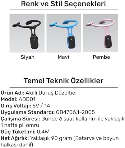NPO Şarjlı Titreşimli Otomatik Hatrlatıcı,Kamburluk Giderici Ergonomik Akıllı Duruş Düzeltici (Mavi)