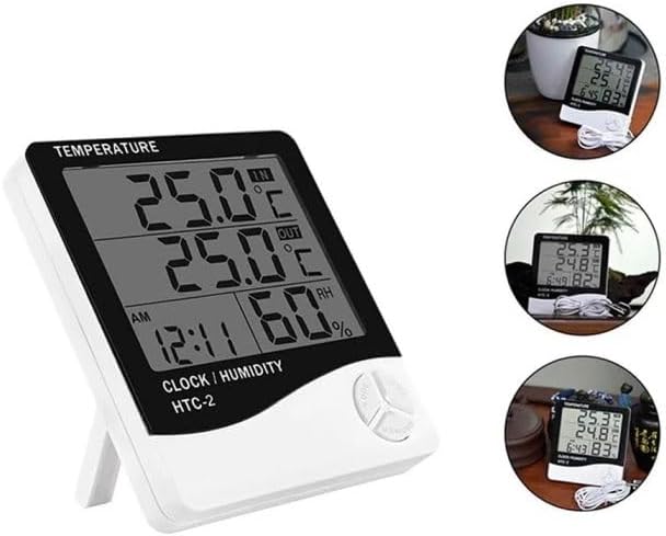 HTC-2 Dijital Termometre Sıcaklık Ve Nem Ölçer Higrometre Masa Alarm, Problu Dijital Termometre, Problu Sıcaklık ve Nem Ölçer