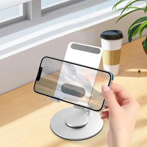 360° Döner Telefon Tablet Standı – iPad,, ve Tüm Cihazlarla Uyumlu Ayarlanabilir Masaüstü Tutucu | Yüksek Stabilite, Çok Açılı Görüntüleme Gümüş