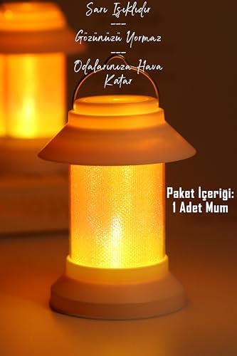 Alternative view of Led Mum Sokak Lambası Tip Kulplu Dumansız Pilli Alevli Dekoratif Yapay Mum Işıldak Beyaz 1036-9