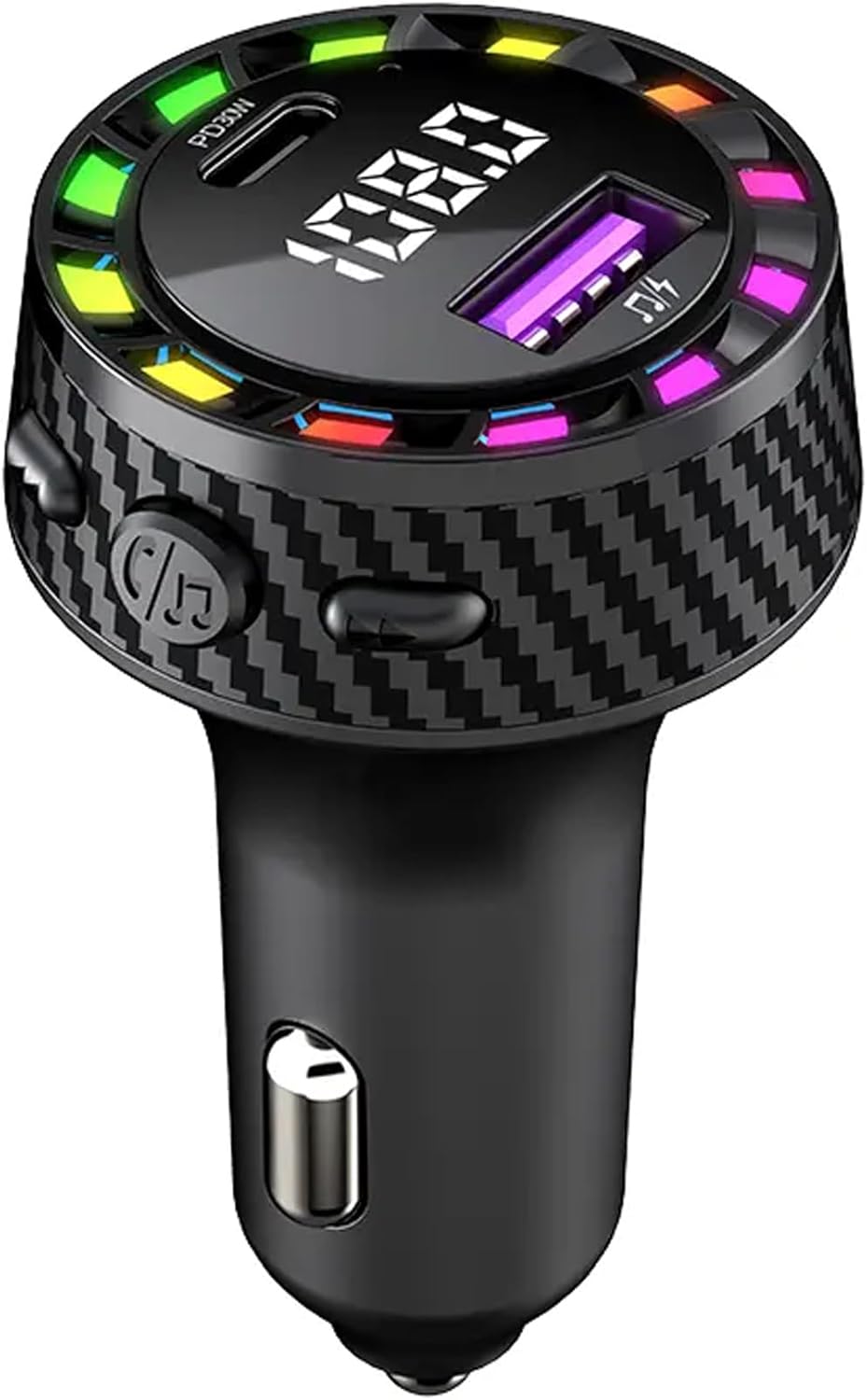 Alternative view of RGB Işıklı 5.3 Bluetoothlu 30W USB Type C Hızlı Şarjlı Araç Kiti - MP3 Çalar, Eller Serbest Modlu
