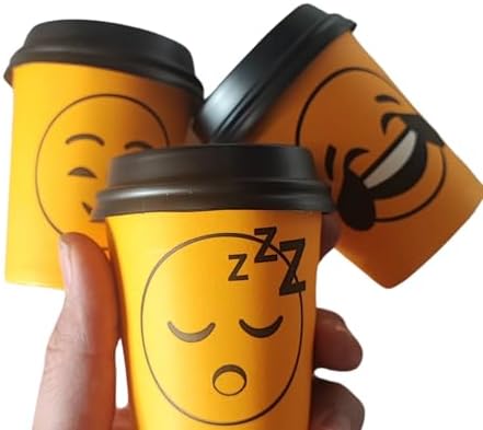 7 Oz(200ml) Kapaklı Karton Bardak 100 Adet Bardak+ 100 Adet Kapak Karışık Smile Desen
