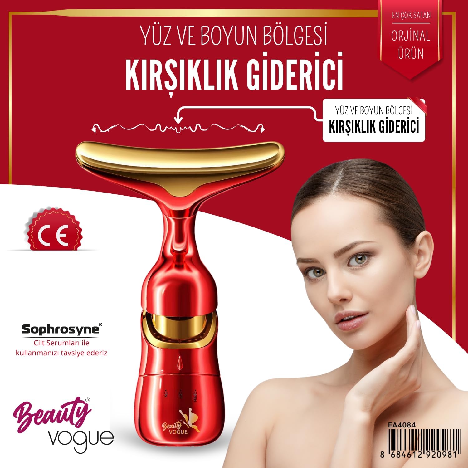 Titreşimli Yüz ve Boyun Kırışıklık Giderici Masaj Aleti - 3 Farklı Başlık, Titreşimli Cilt Sıkılaştırıcı, Boyun ve Gıdı Zayıflatıcı Etki, Kablosuz Cilt Güzelleştirme Cihazı
