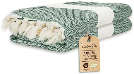 2'li paket -%100 Pamuk Peştamal 100x180 cm, Havuz ve Plaj Havlusu, Spor Havlusu, Hızlı Kurur ve Koku Yapmaz, Emici, Hafif ve Kompakt, yeşil