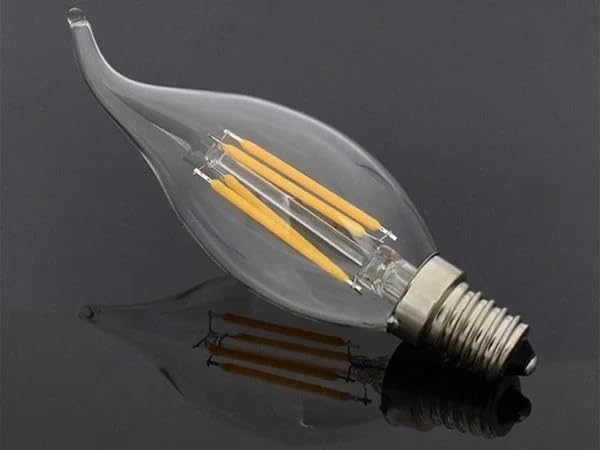 5 Adet Kıvrık Buji Ampul 4W Şeffaf Filament Rustik LED Ampul – E14 Duy, 3200K Günışığı Işık - - Avize Ampulü