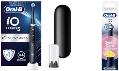 Alternative view of Oral-B iO - 5 Siyah Yapay Zeka Teknolojili Şarjlı/Elektrikli Diş Fırçası + Oral-B iO Gentle Care Siyah Diş Fırçası Yedek Başlığı 4 Adet