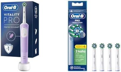 Oral-B Şarjlı/Elektrikli Diş Fırçası Vitality Pro Lila Koruma ve Temizlik + Oral-B Action X-Filament Şarjlı Diş Fırçası Yedek Başlığı 4 Adet