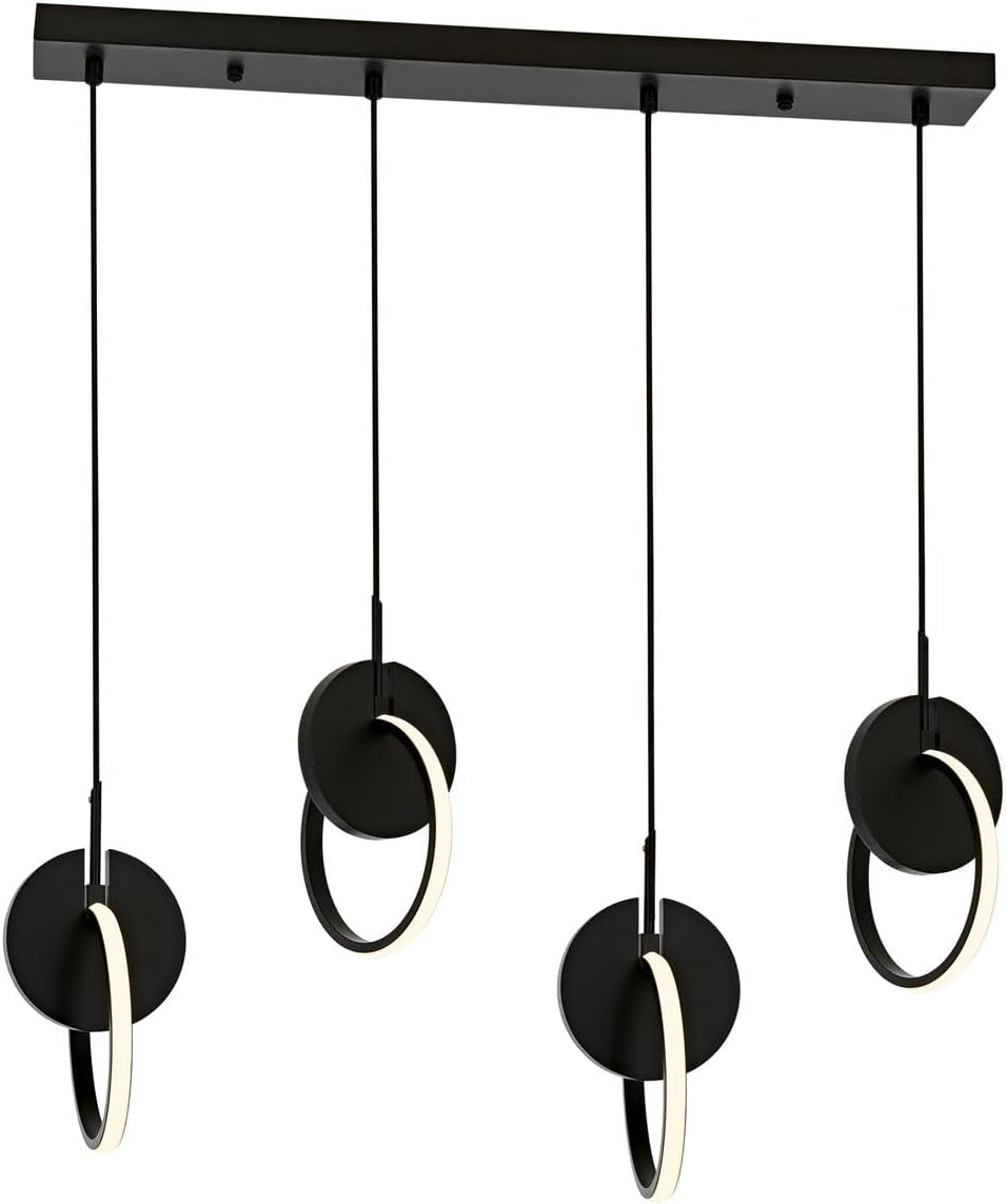 Alternative view of AV-60370-4Y-BSY Siyah Boyalı Modern Avize LED Metal Ahşap Pleksi 80x12cm