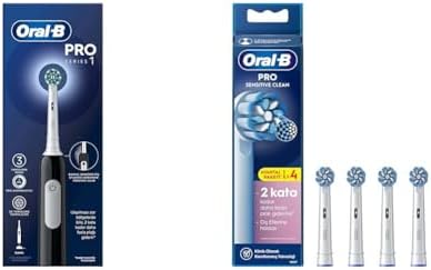 Alternative view of Oral-B Pro Serisi 1 Siyah Elektrikli Diş Fırçası, 1 Diş Fırçası Başlığı, Tasarımı + Oral-B Sensitive X-Filament Şarjlı Diş Fırçası Yedek Başlığı 4 Adet