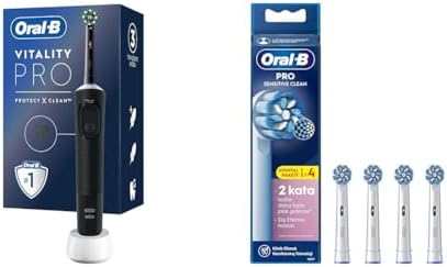 Alternative view of Oral-B Şarjlı/Elektrikli Diş Fırçası Vitality Pro Siyah Koruma ve Temizlik + Oral-B Sensitive X-Filament Şarjlı Diş Fırçası Yedek Başlığı 4 Adet
