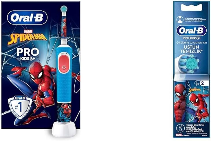 Oral-B Çocuk Şarjlı/Elektrikli Diş Fırçası D103 + Oral-B Çocuk İçin Şarjlı Diş Fırçası Yedek Başlığı 2 Adet