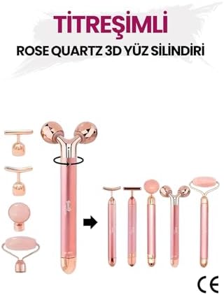 Alternative view of Beauty 3D Yüz Masaj Silindiri, 5 Başlıklı, Rose Quartz Titreşimli Cilt Bakım Cihazı, Profesyonel