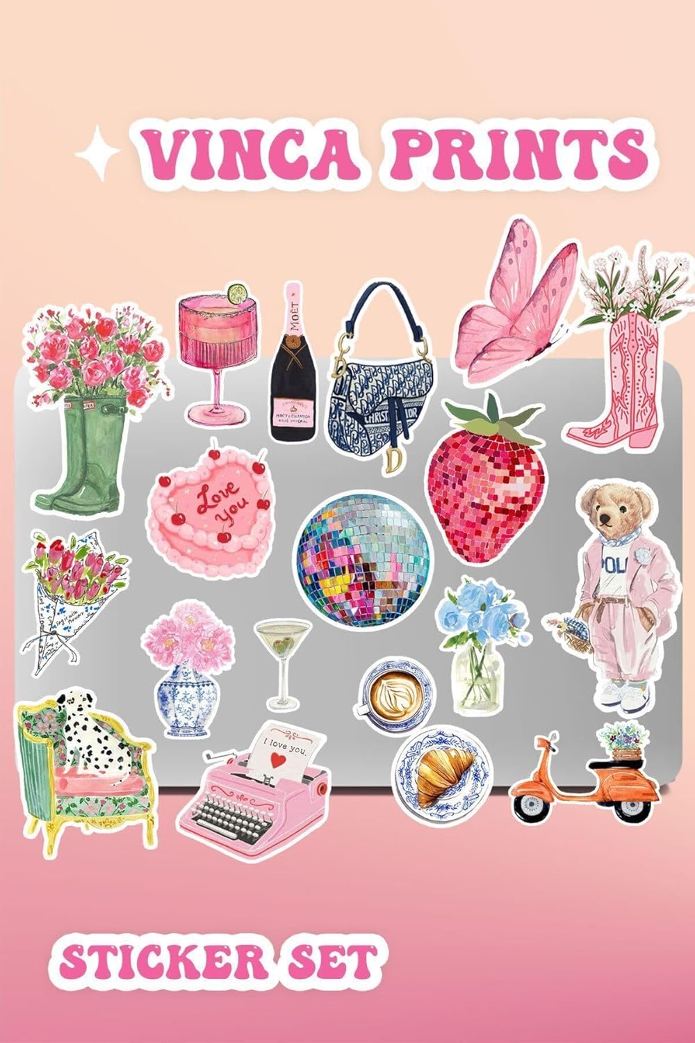 Alternative view of Vinca Pembe Etiket Notebook Tablet Telefon Ajanda Laptop Defter Seti