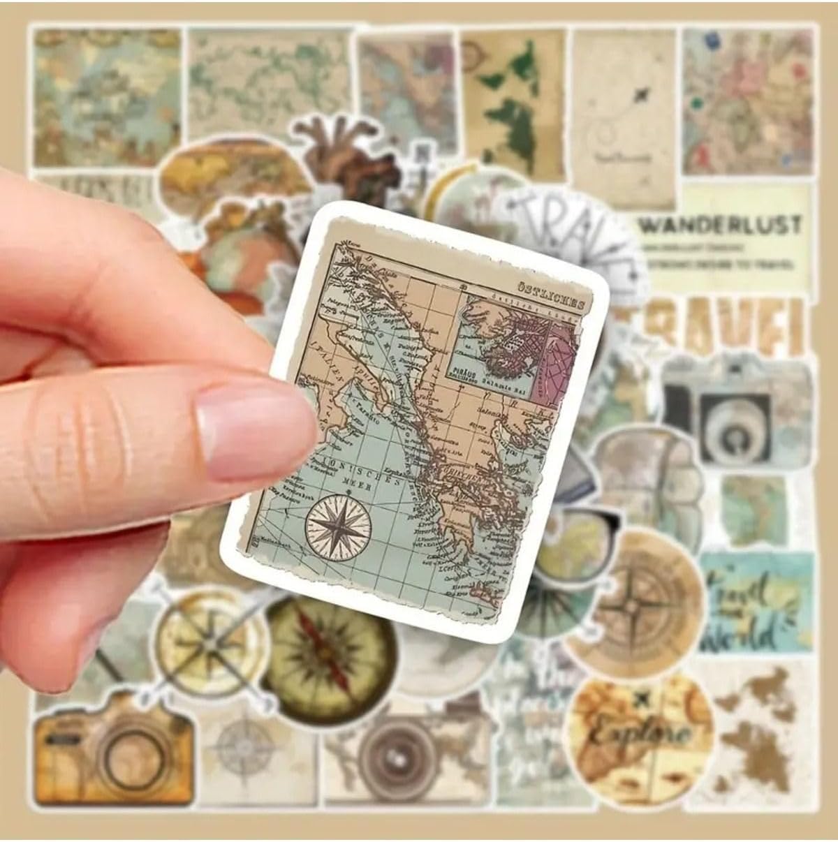50'Li Travel Map Stickers Set, Seyahat Seti Laptop Notebook Tablet Seti