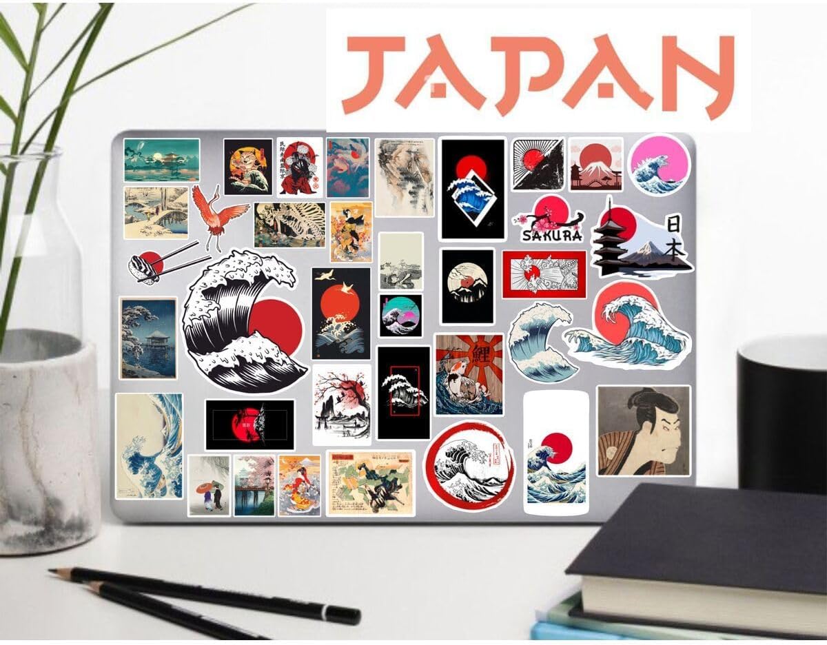 Art Katsushika Hokusai Telefon Laptop Notebook Tablet Defter Matara Stiker Etiket