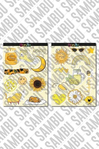Yellow Aesthetic Temalı Etiket Seti 2 - Sarı - Laptop Notebook Telefon