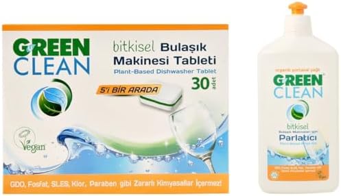U Green Clean Green Clean Bulaşık Makinesi Tableti ve Parlatıcı Seti