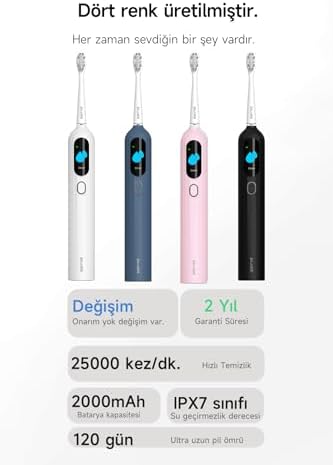 Alternative view of Ultra Sonik Şarjlı Diş Fırçası 120 Gün Şarj Süresi 6 Adet Başlık (Mavi)