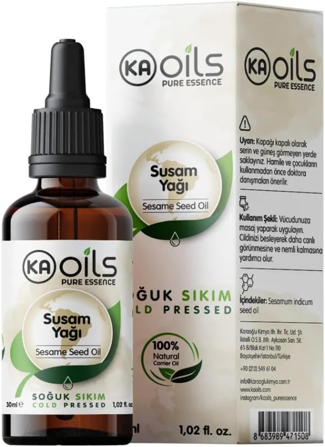 Susam Yağı 30 ml | Soğuk Sıkım - 100% Pure & Natural Sesame Oil | Cilt ve Saç Bakımı İçin Doğal Nemlendirici | Masaj, Aromaterapi ve Taşıyıcı Yağ