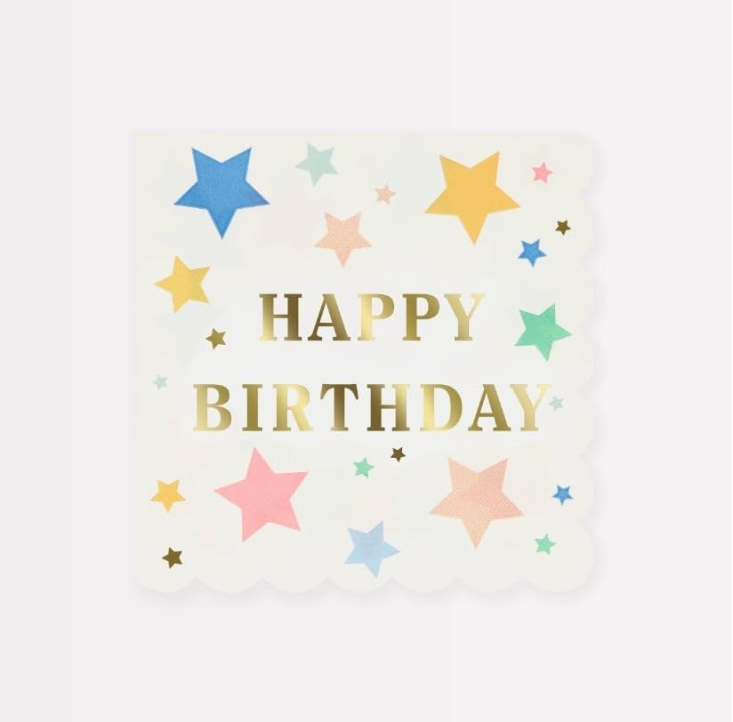 Alternative view of - Happy Birthday Stars Large Napkins - Happy Birthday Yıldızlar Peçeteler (x16)
