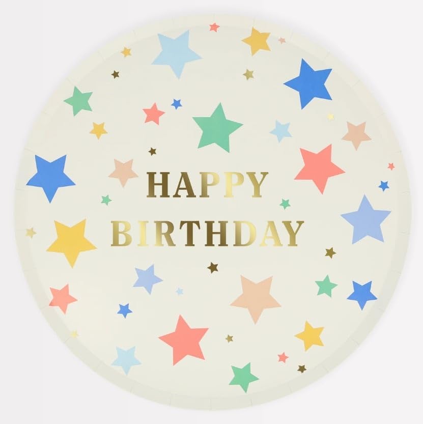 - Happy Birthday Stars Dinner Plates - Happy Birthday Yıldızlar Tabalar (L) (x8)