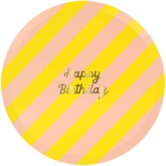 Alternative view of - Stripe Happy Birthday Plates - Çizgili Happy Birthday Tabaklar (M) (x8)