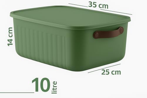 2'Li Kapaklı Saklama Kutusu Seti (10 Litre) – Taşınabilir Kulplu, Dolap İçi Düzenleyici, Çok Amaçlı Organizer Kutu, Oyuncak & Kıyafet Kutusu
