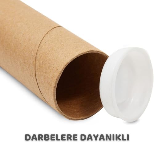 5 ADET Postüp Kapaklı Silindir Kutu Karton Rulo Gönderi Poster Afiş Harita Tüpü Gönderi Kutuları (45 Cm)