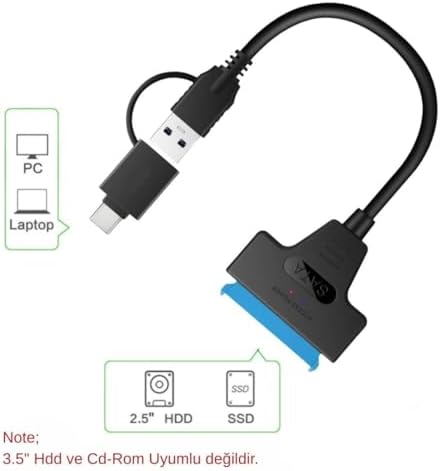 Alternative view of A4204 2in1 USB 3.0 Type-C To 2.5 inç Sata Hdd Ssd Çevirici Dönüştürücü