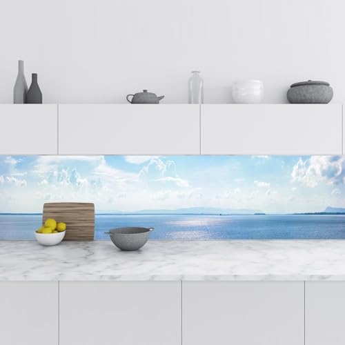 Mutfak Tezgah Arası Folyo Kaplama Folyosu Deniz Gökyüzü 60x200 CM