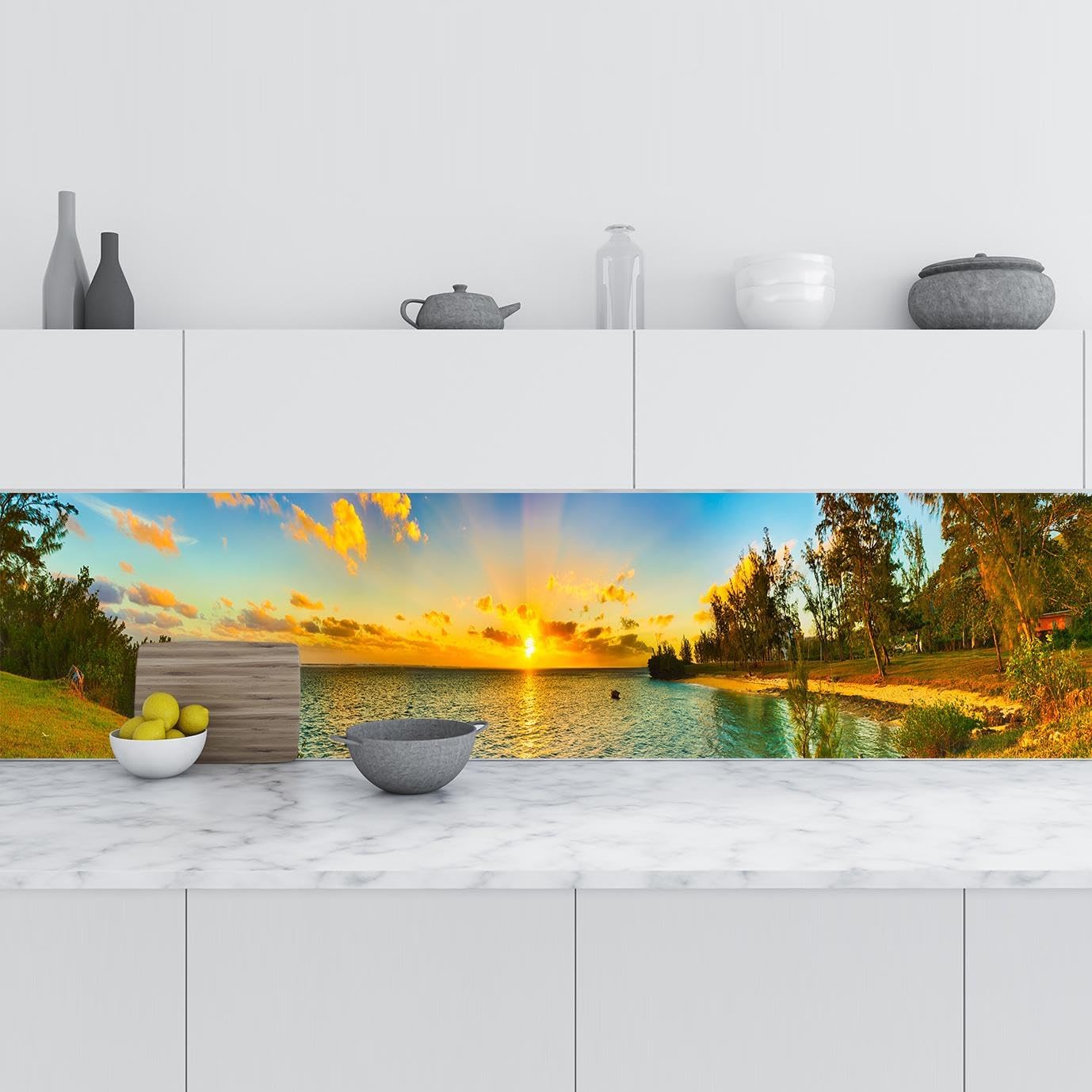 Mutfak Tezgah Arası Folyo Kaplama Folyosu Gün Batımı Kıyı 60x400 CM