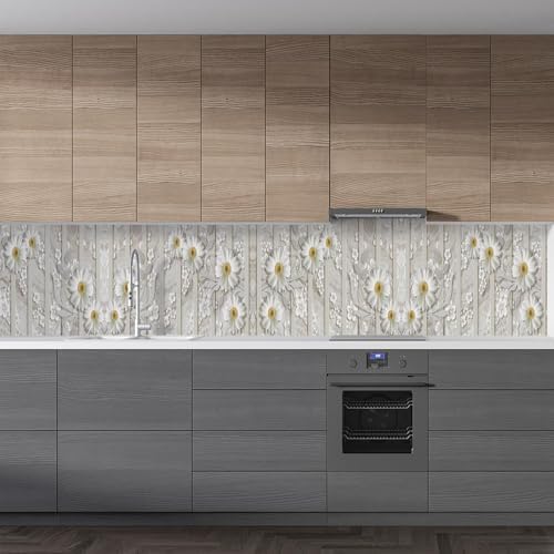 Mutfak Tezgah Arası Folyo Kaplama Folyosu Beyaz Papatya 60x500 CM