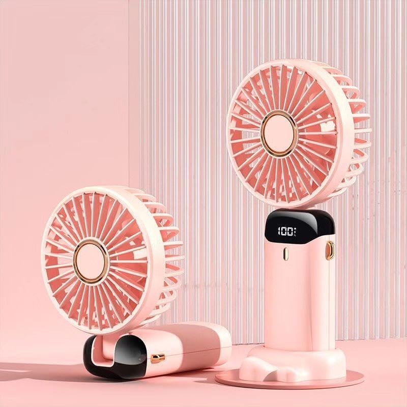 Alternative view of Mini El Fanı 5 Kademeli Dijital Led Göstergeli Boyun Askılı Mini Klima Vantilatör Pembe